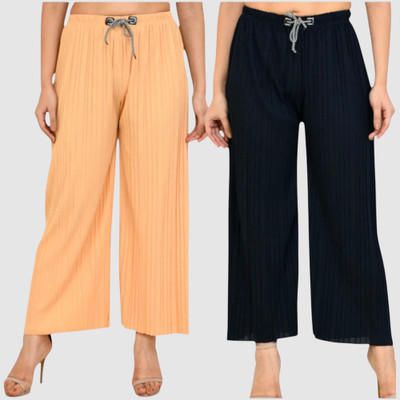 FABBIZZ Regular Fit Women Orange, Black Trousers