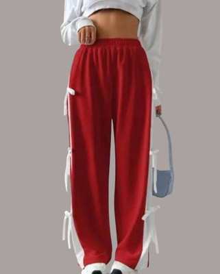 QeonCloset Loose Fit Women Red Trousers