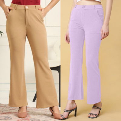 INDIANRANG Regular Fit Women Beige, Purple Trousers