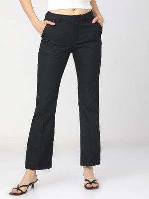 Tokyo Talkies Straight Fit Women Black Trousers