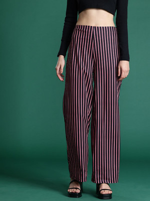 Dressberry Regular Fit Women Purple Trousers