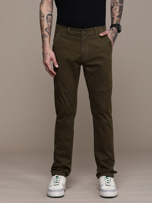 WROGN Slim Fit Men Green Trousers