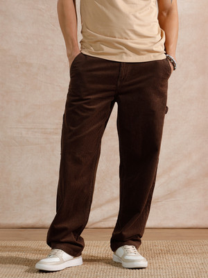 WROGN Loose Fit Men Brown Trousers