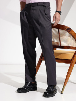encore by INVICTUS Regular Fit Men Grey Trousers