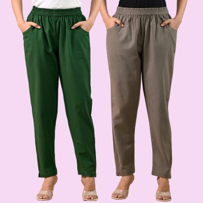 SAAV Regular Fit Women Dark Green, Grey Trousers