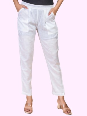 SAAV Regular Fit Women White Trousers