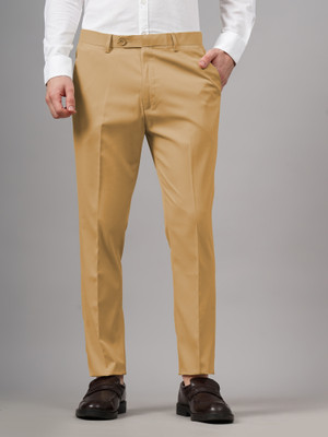 MANCREW Regular Fit Men Khaki Trousers