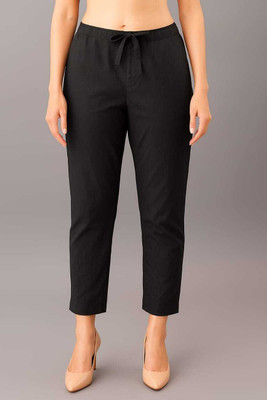 FERIHA Slim Fit Women Black Trousers