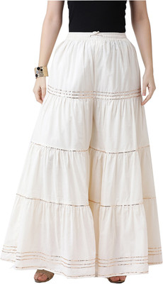 SriSaras Relaxed Women Cream Trousers