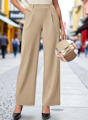 SQEW Loose Fit Women Beige Trousers