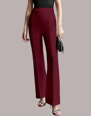 HouseOfCommon Regular Fit Women Maroon Trousers