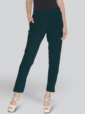 Lyra Slim Fit Women Dark Green Trousers
