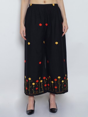 Bamboo Breeze Flared Women Black Trousers