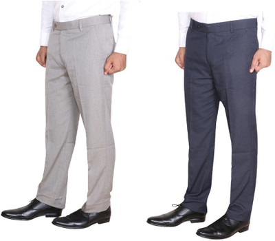 KAVYA Regular Fit Men Light Blue, White Trousers