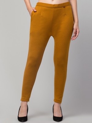 CROWNKING Regular Fit Women Yellow Trousers