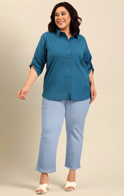 fashion plus point Regular Fit Women Light Blue Trousers