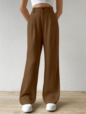 Aahwan Straight Fit Women Brown Trousers