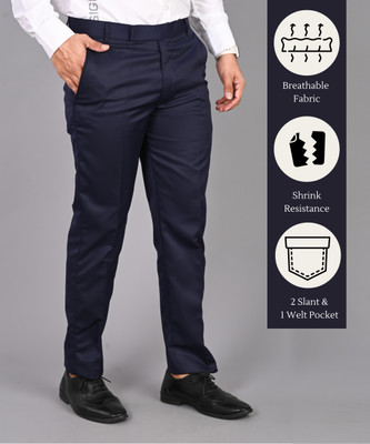 STREETVIBES Regular Fit Men Dark Blue Trousers