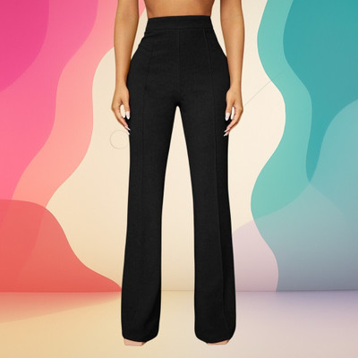 Squadfashion Comfort Fit, Regular Fit Women Black Trousers