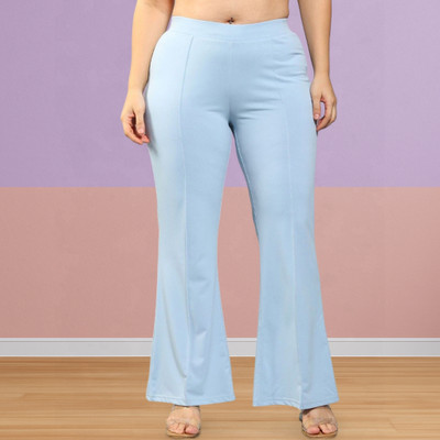 Looksky Loose Fit Women Light Blue Trousers