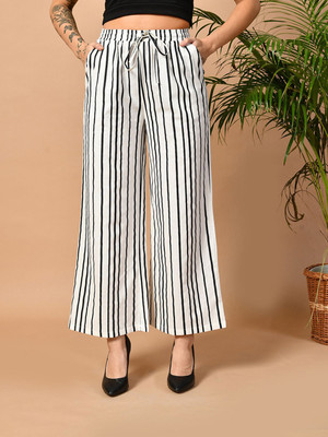 Azzurra Regular Fit Women White, Black Trousers