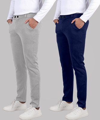 Septem Regular Fit Men Grey, Dark Blue Trousers