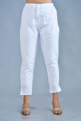 Harshita Collection Slim Fit Women White Trousers