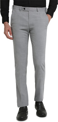 PARK AVENUE Slim Fit Men Grey Trousers
