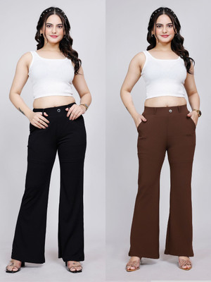 NJFAB Relaxed Women Black, Brown Trousers