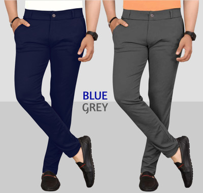 TENIT Slim Fit Men Blue, Grey Trousers