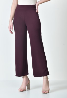 Threads Straight Fit Women Maroon Trousers