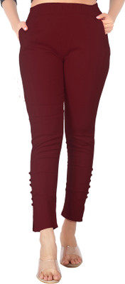 DKD Slim Fit Women Maroon Trousers