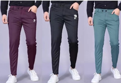 K.K Garment Regular Fit Men Black, Purple, Blue Trousers