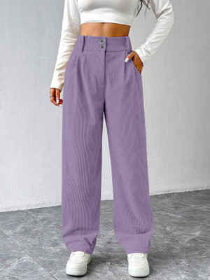 Rajovati Loose Fit Women Purple Trousers