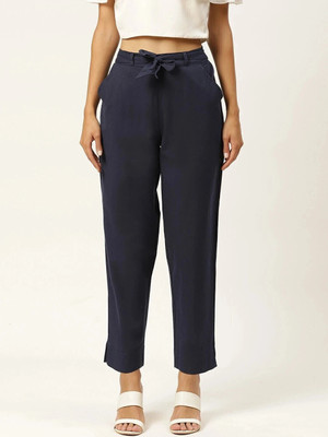 VYMO Regular Fit Women Dark Blue Trousers