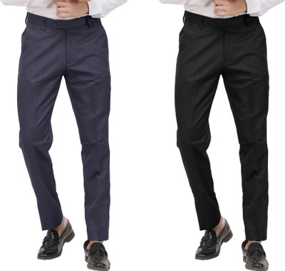 Kavita Fasion Regular Fit Men Grey, Black Trousers