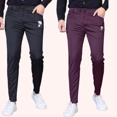 Achalnath Enterprises Regular Fit Men Purple, Black Trousers
