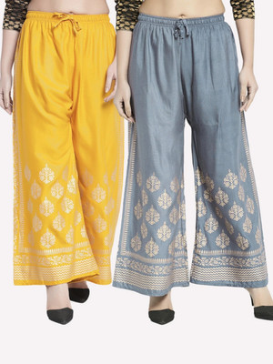 OMAYAA Comfort Fit Women Yellow, Grey Trousers