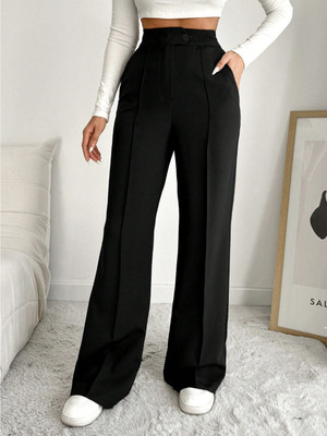 BuyNewTrend Regular Fit Women Black Trousers
