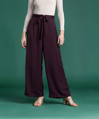 Dressberry Regular Fit Women Purple Trousers