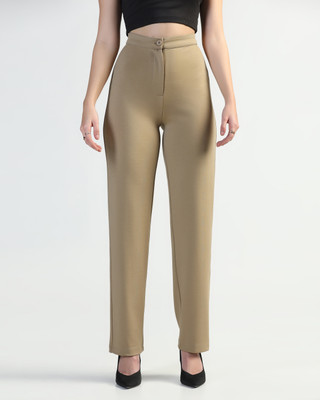 Flystitch Regular Fit Women Beige Trousers