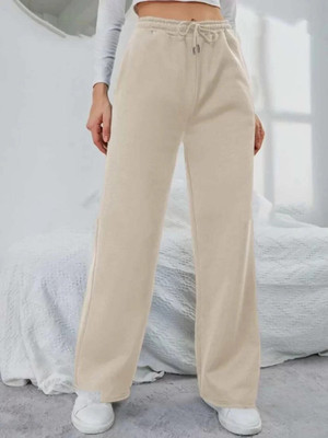 triraj Loose Fit, Straight Fit Women Beige Trousers