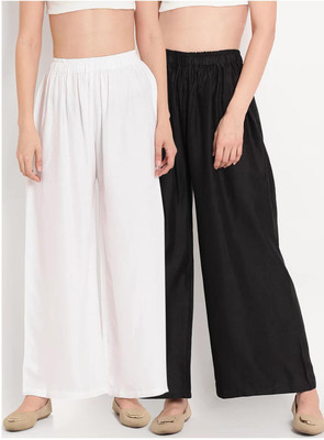 Uniqvibs Flared Women White, Black Trousers