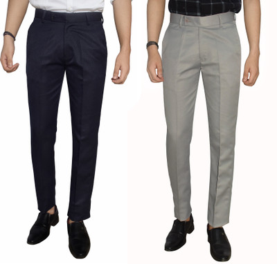 Kundan Regular Fit Men Dark Blue, Cream Trousers