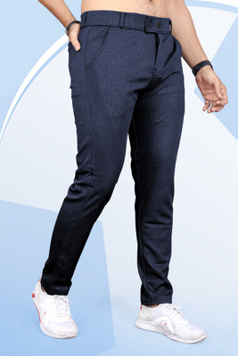 INDICLUB Slim Fit Men Dark Blue Trousers
