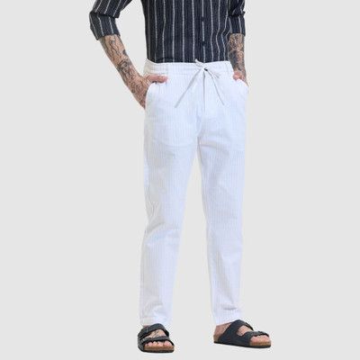 Snitch Slim Fit Men White Trousers