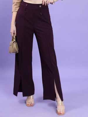 Tokyo Talkies Flared Women Maroon Trousers