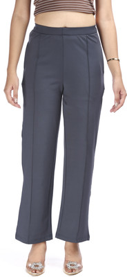 E-MAX Straight Fit Women Grey Trousers