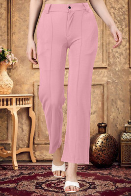 DE TRENDZ Comfort Fit Women Pink Trousers