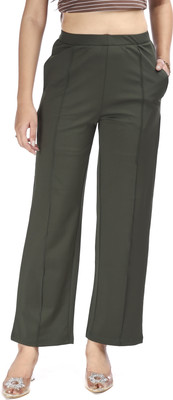 E-MAX Straight Fit Women Dark Green Trousers